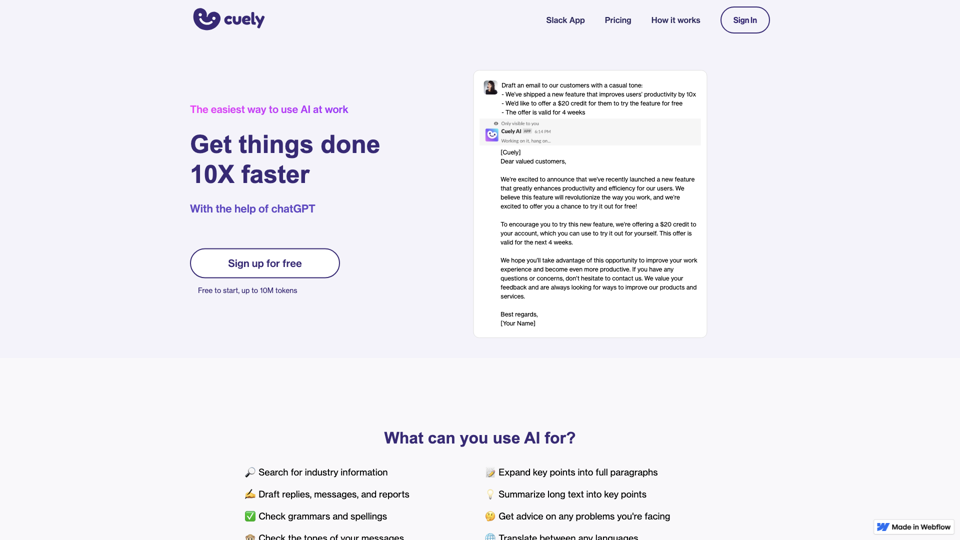 Cuely - The easiest way to use AI at work site's screenshot