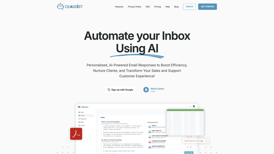 CX Assist - Revolutionize Your Inbox site's screenshot