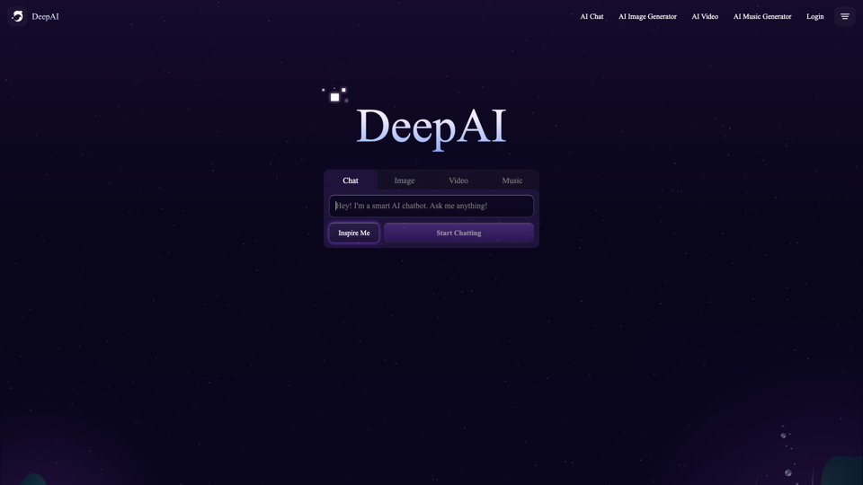DeepAI site's screenshot