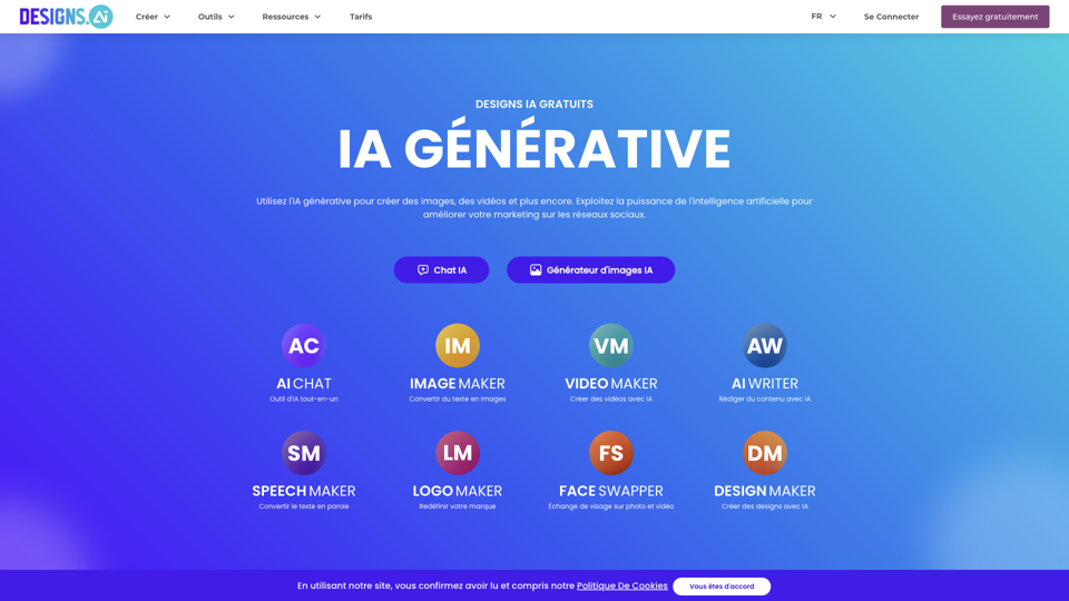 Designs AI - Générateur en ligne gratuit de logos, images, vidéos et voix avec IA site's screenshot