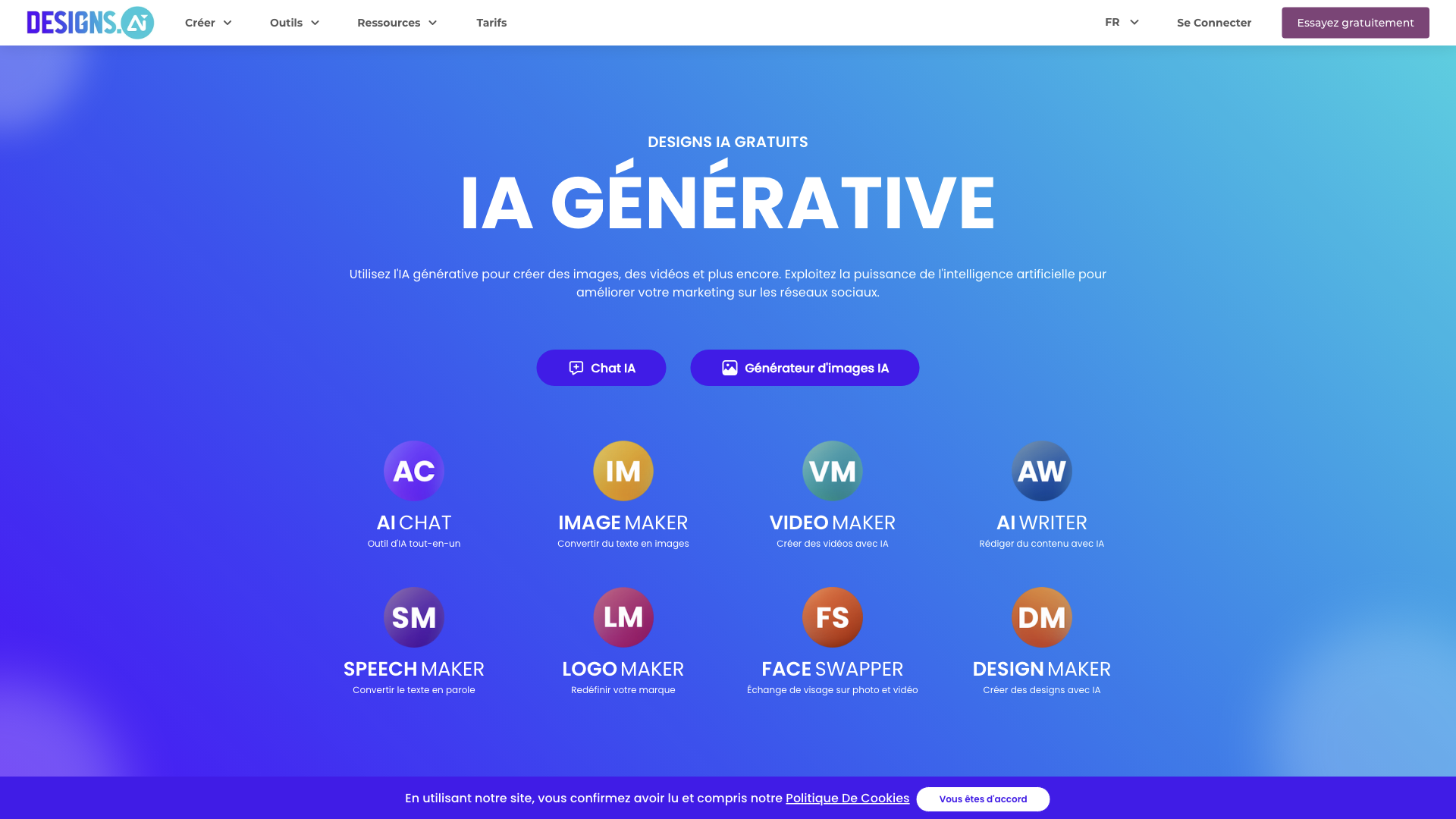 Designs AI - Générateur en ligne gratuit de logos, images, vidéos et voix avec IA