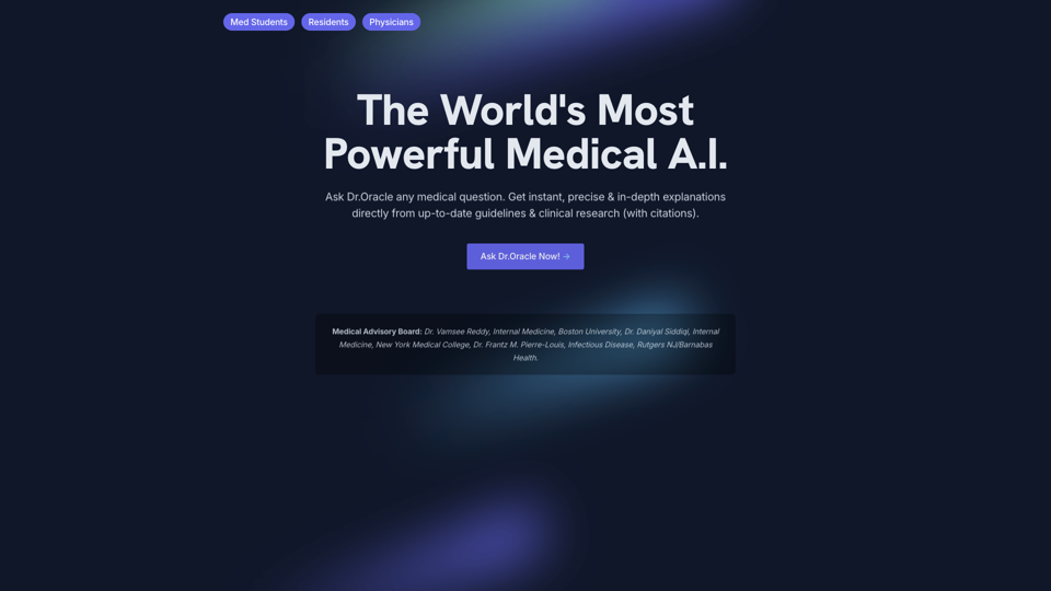 Dr.Oracle - The World's Most Powerful Medical Artificial Intelligence Platform site's screenshot