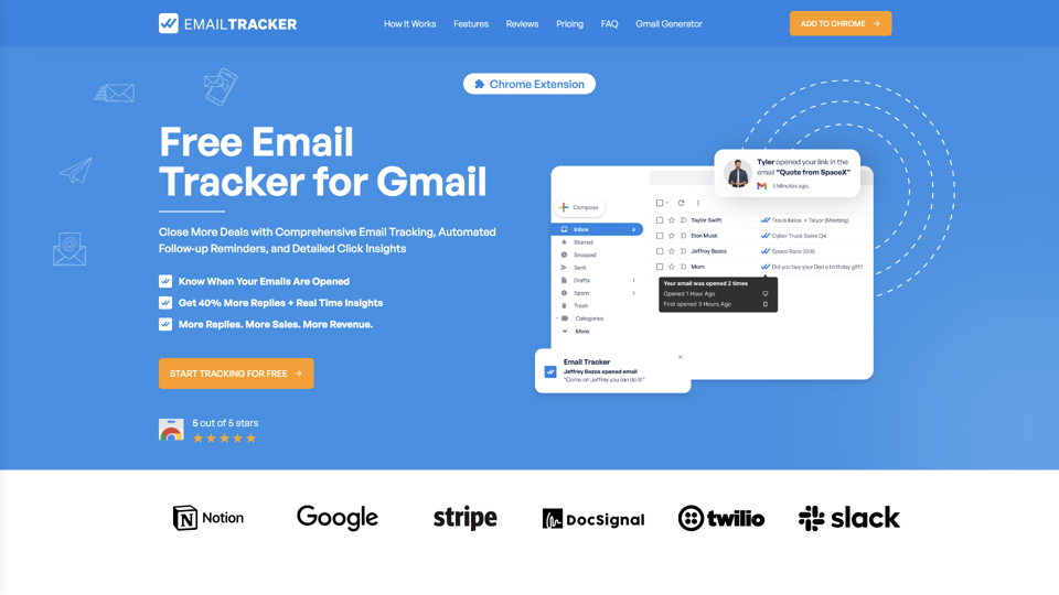 Email Tracker | Free Email Tracker for Gmail site's screenshot