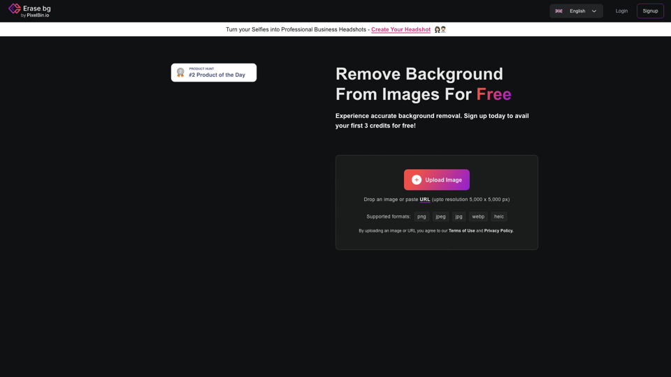 Free Background Image Remover: Remove BG from HD Images Online - Erase.bg site's screenshot