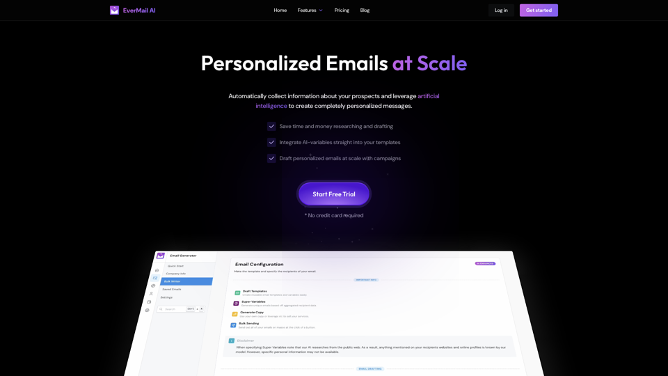 EverMail AI site's screenshot