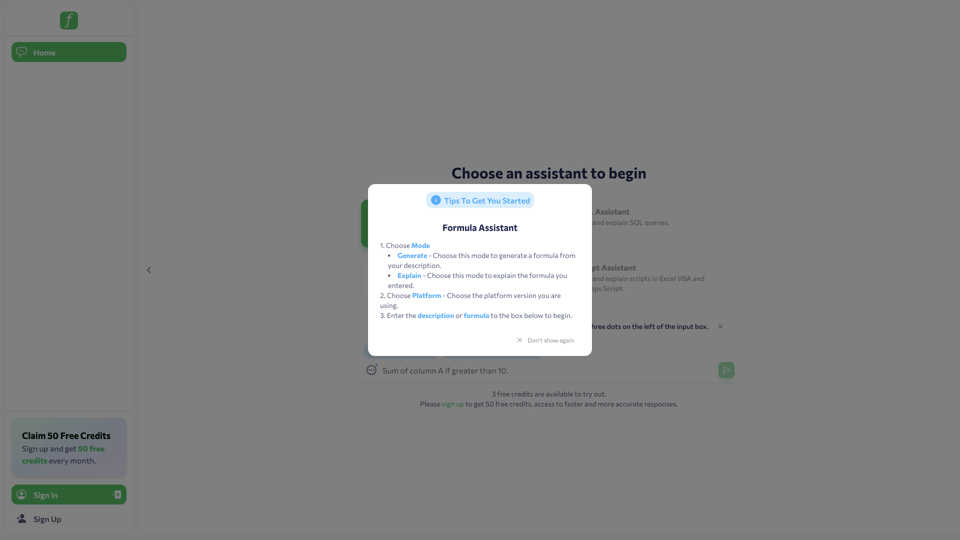 Formularizer: AI Assistant for Spreadsheets site's screenshot