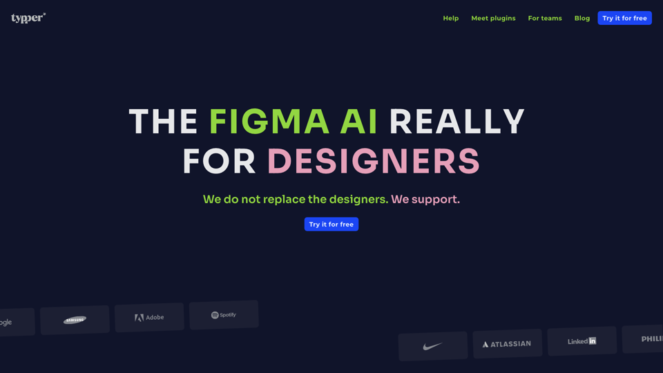 Typper - Accelerate your workflow with Figma AI site's screenshot