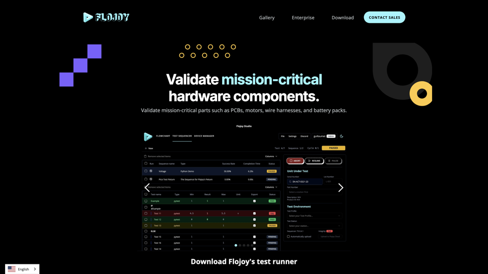 Flojoy - Modern Hardware Testing site's screenshot