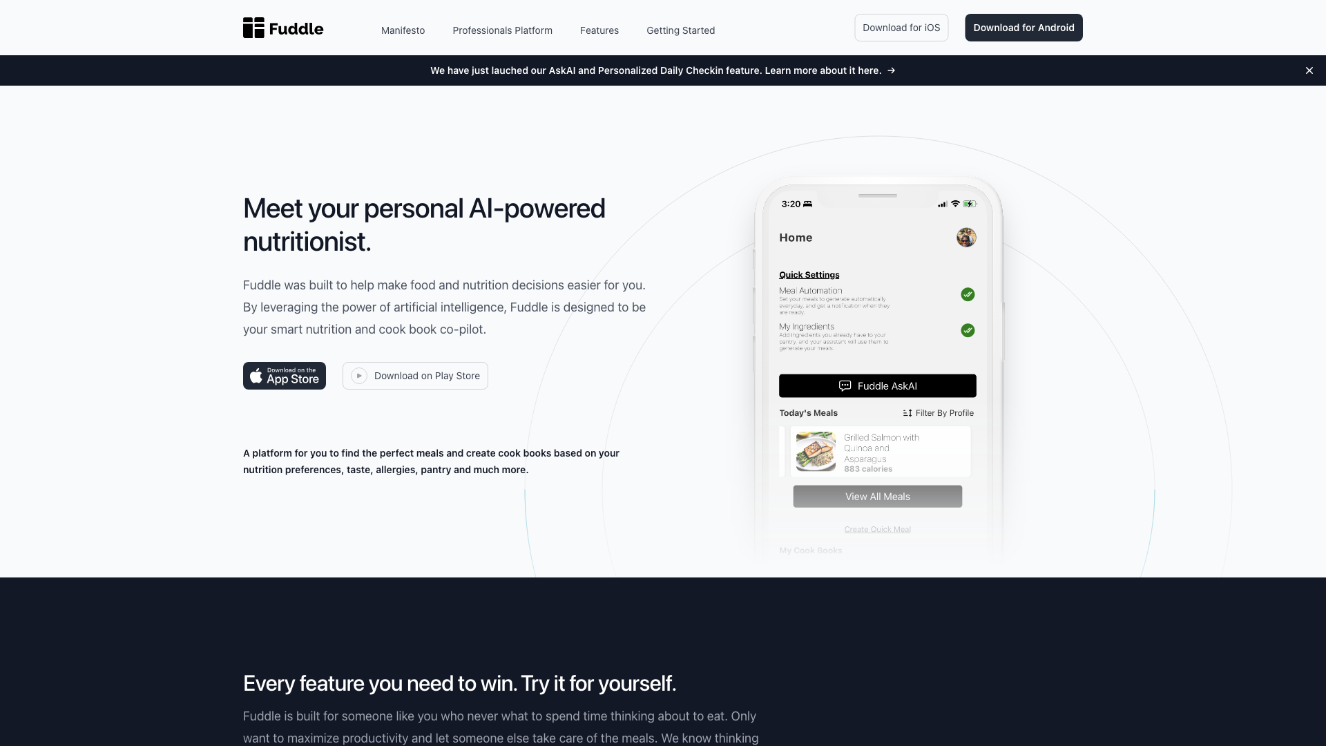 Fuddle - AI Nutritionist & Cook Book Co-Pilot