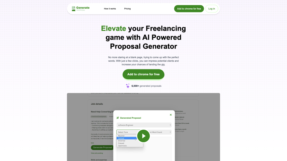 Generate Proposal - AI-Powered Proposal Generator Chrome Extension site's screenshot