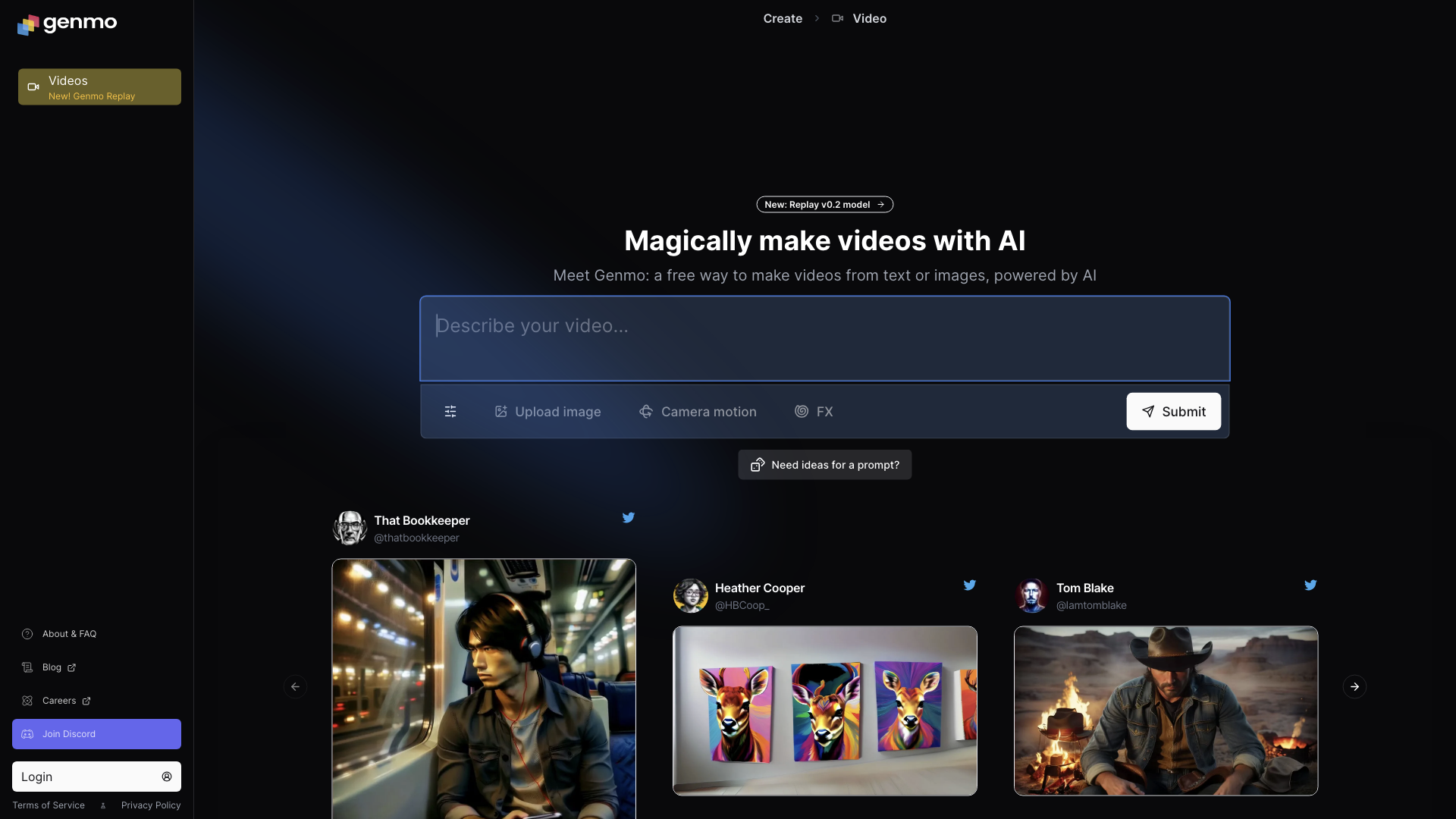 Genmo. Create videos and images with AI.