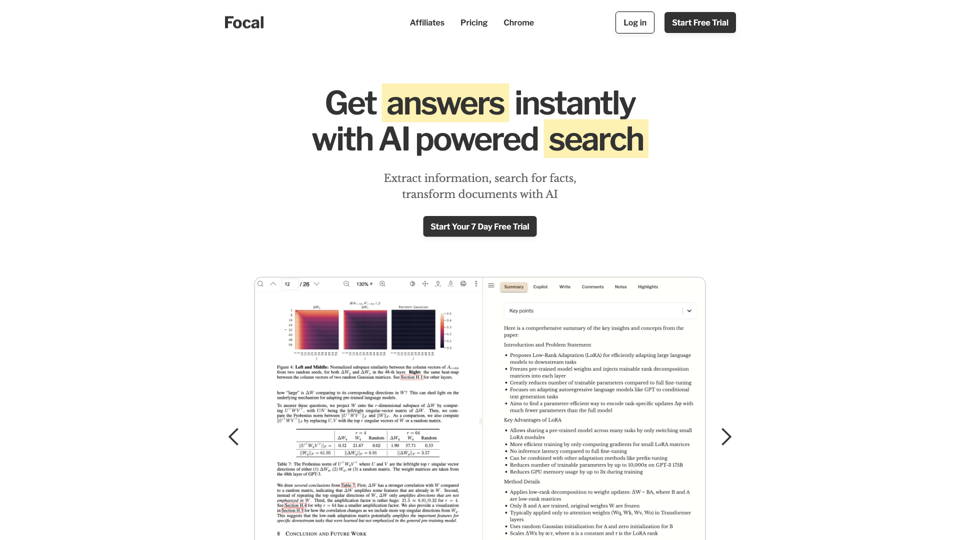 Focal AI | Instant AI-Assisted Search & Knowledge Management site's screenshot
