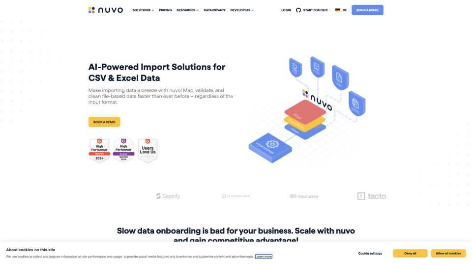 nuvo | Secure and Scalable Data Import Solutions site's screenshot