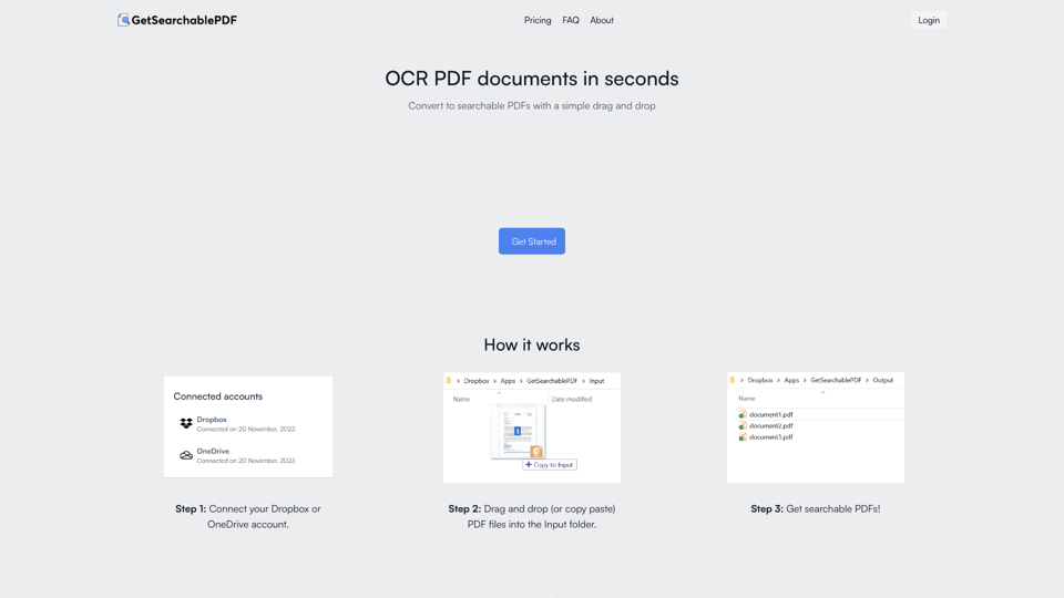 GetSearchablePDF site's screenshot