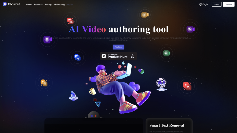 GhostCut - Professional AI Video Translator and Remover site's screenshot