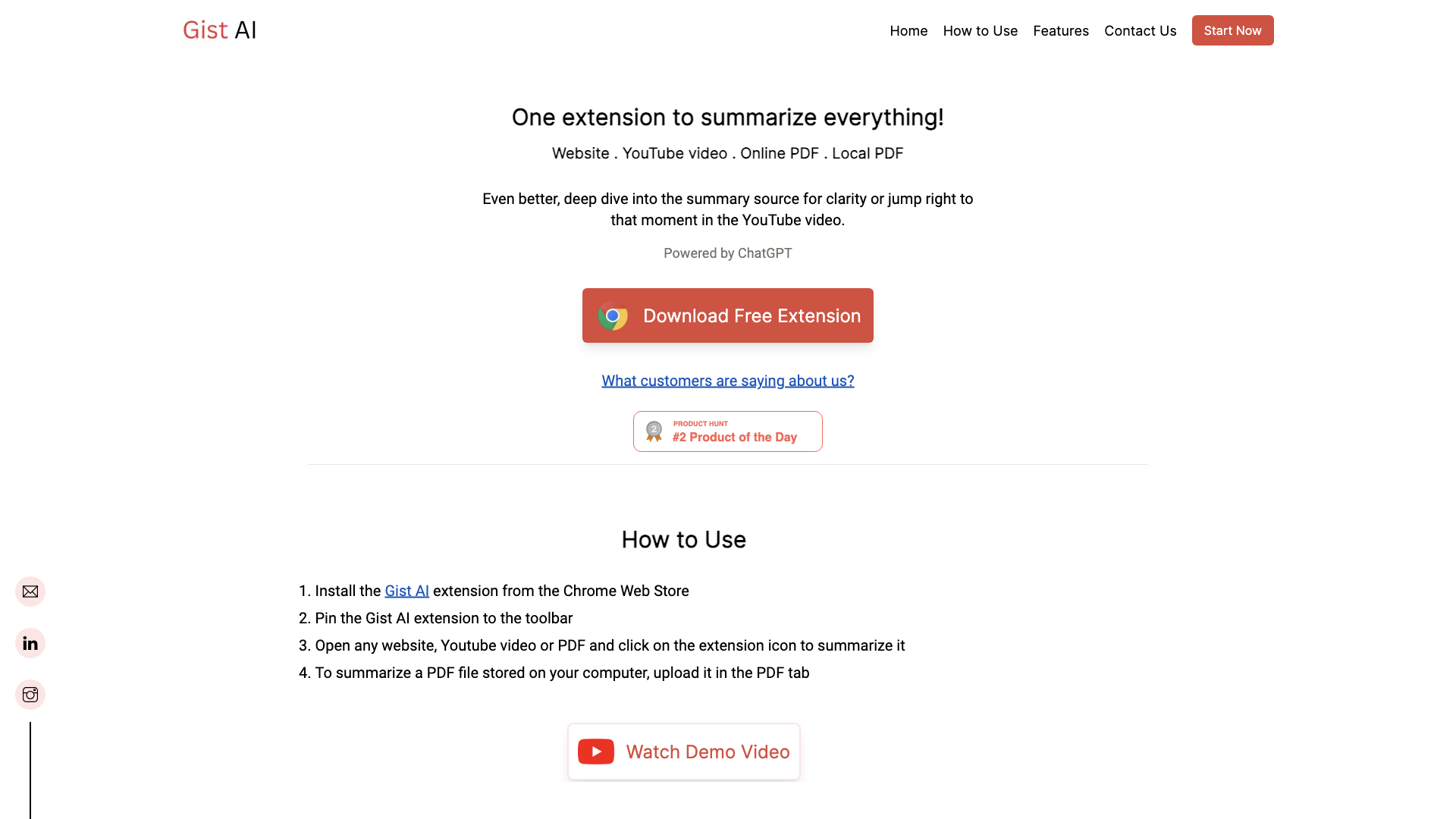 Gist AI - Free Web,YouTube,PDF Summarizer. Powered by ChatGPT.