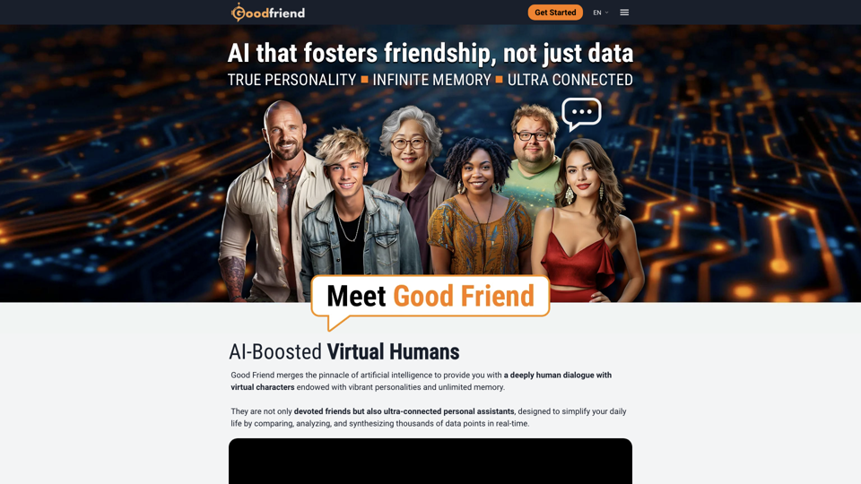 GoodFriend - AI that fosters friendship not just data site's screenshot