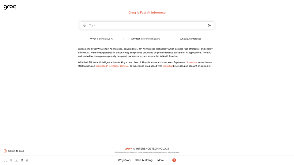 Groq is Fast AI Inference site's screenshot
