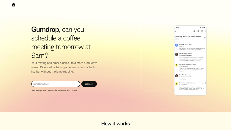 Gumdrop - An assistant you can message. site's screenshot