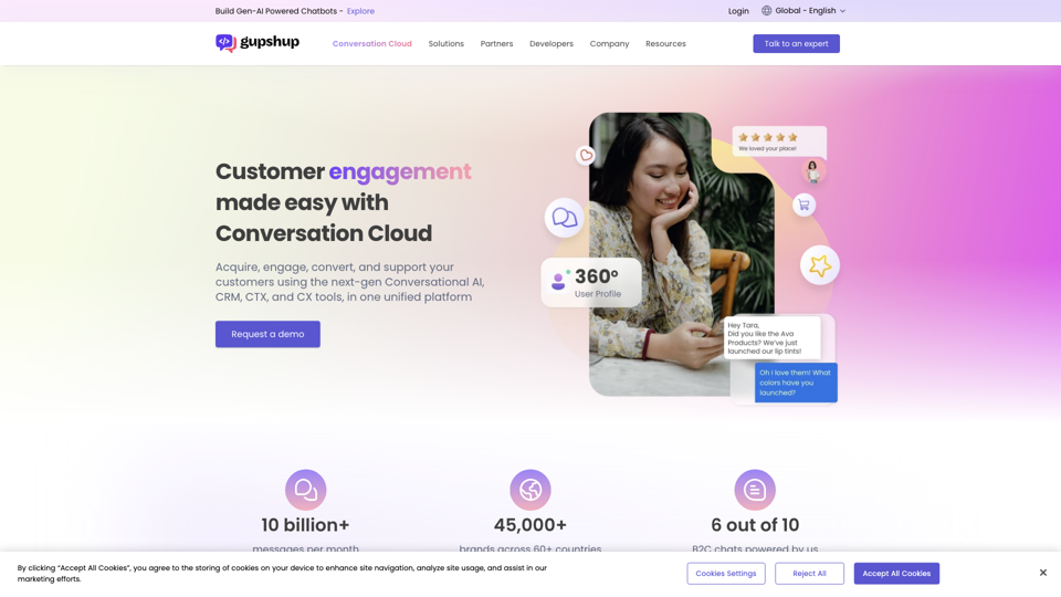 Gupshup - Conversational tools for customer engagement
 - Gupshup site's screenshot