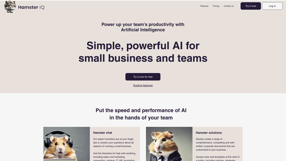 Hamster IQ | AI for business site's screenshot