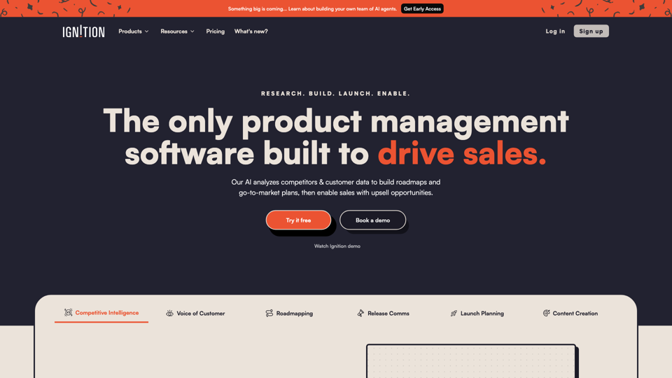 Ignition | AI product marketing & product management software site's screenshot