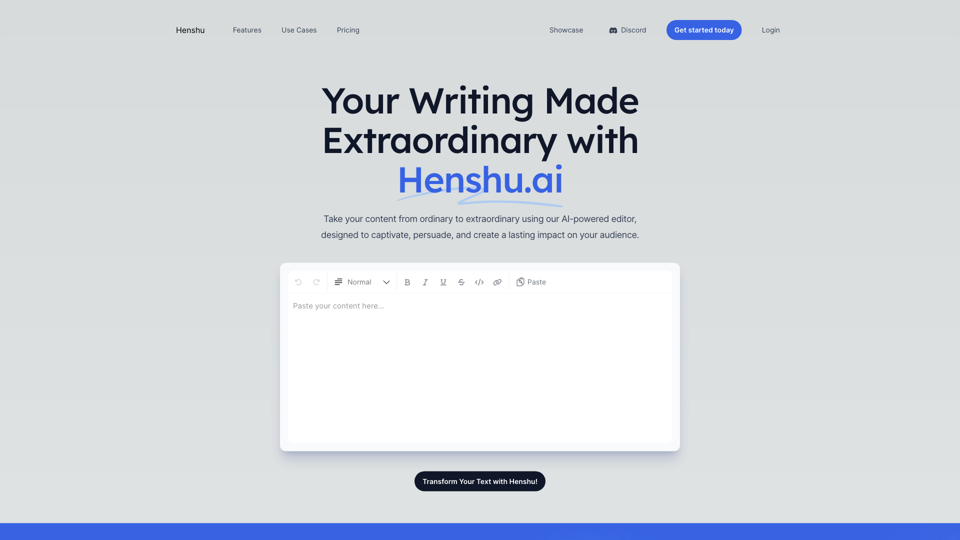 Henshu - Writing Made Extraordinary site's screenshot