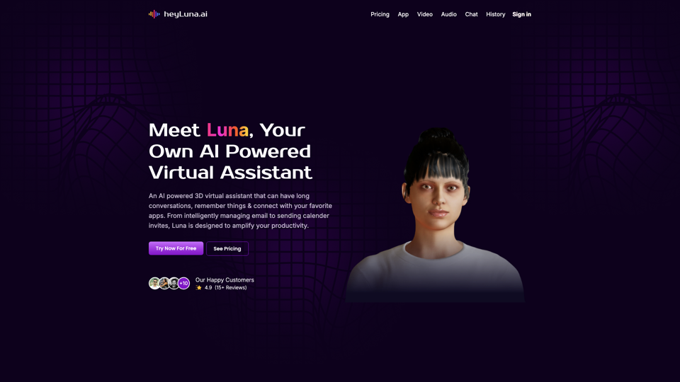 HeyLuna.ai | AI Powered Virtual Assistant site's screenshot