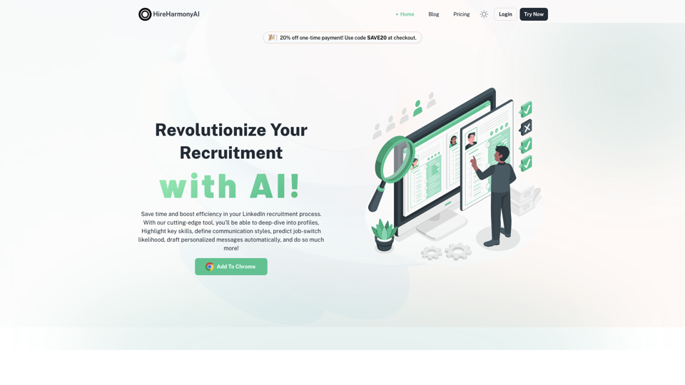 HireHarmonyAi - Revolutionize Your Recruiting with AI site's screenshot