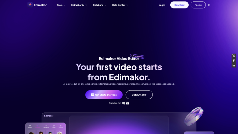 [Official] HitPaw Edimakor - AI Video Editor for Stunning Creations site's screenshot