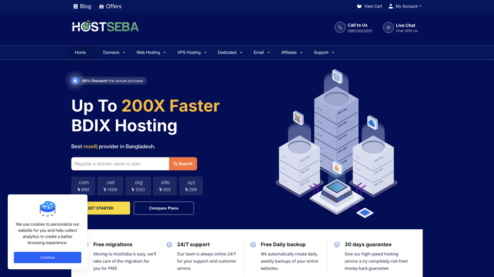 Domain and Best Hosting Provider in Bangladesh - HostSeba site's screenshot