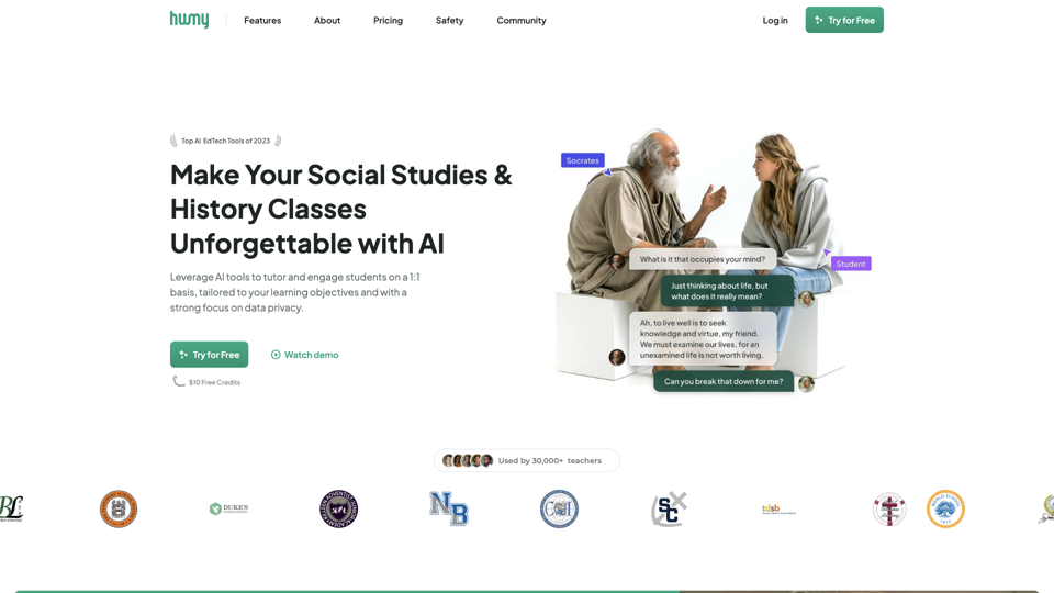 Humy.ai - Shaping a Better Future of Education with AI site's screenshot