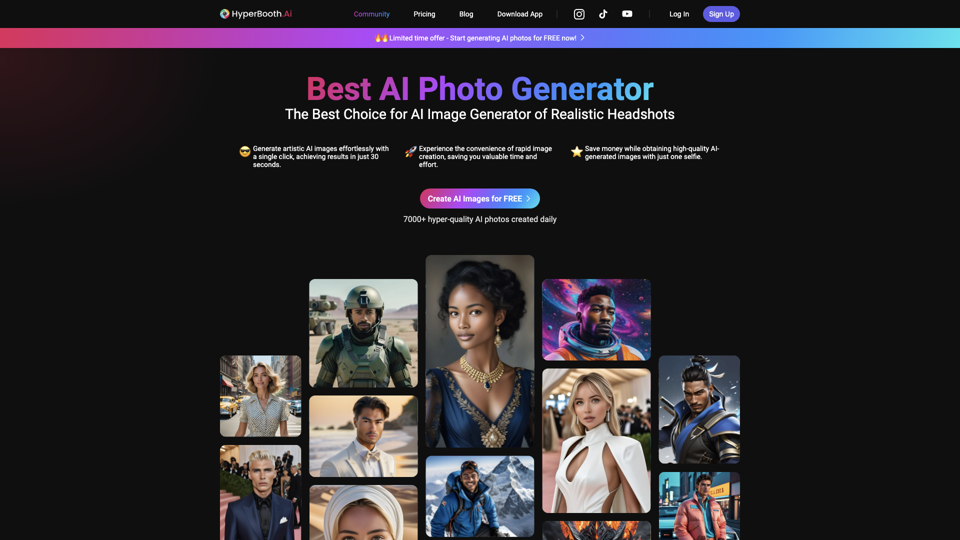 HyperBooth - The Best Choice for AI Image Generator of Realistic Headshots site's screenshot