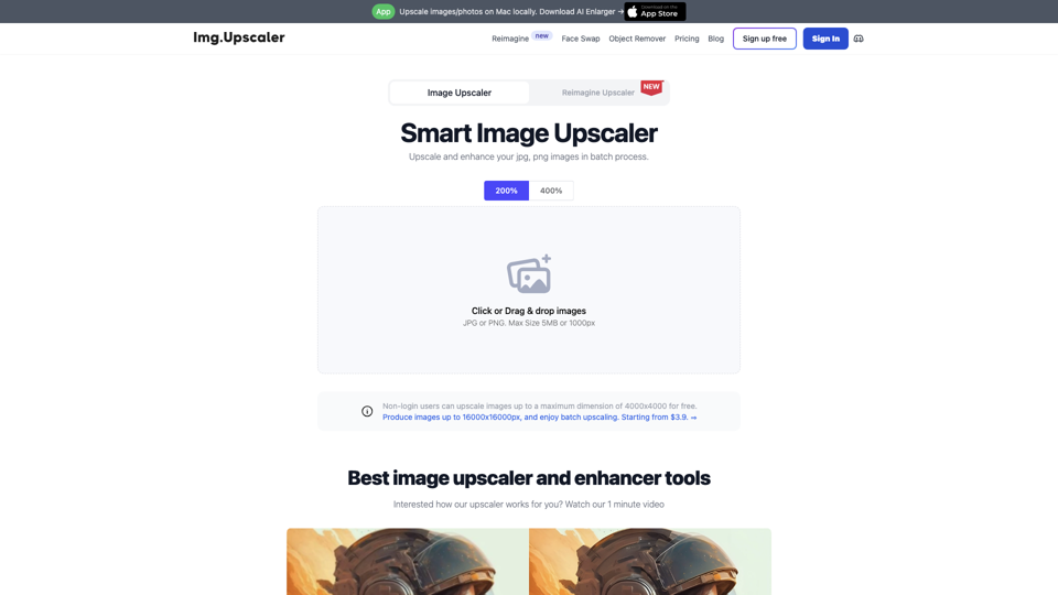 AI Image Upscaler | Upscale Image Online Batch Free site's screenshot