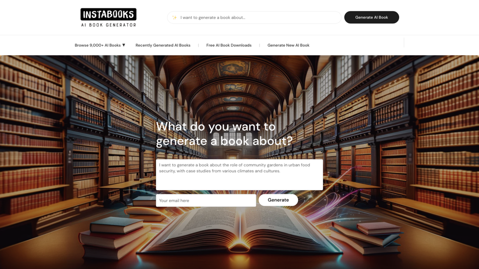 Instabooks AI Text Book Generator - Generate a Story About Anything site's screenshot