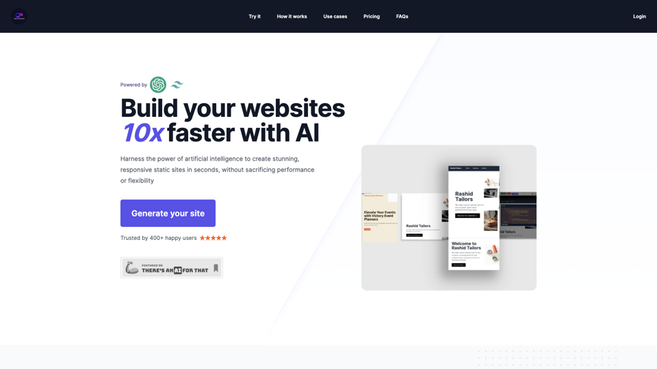 InstaWebAI - Professional, multipage websites with AI site's screenshot