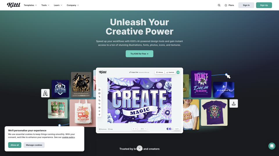 Kittl - Unleash Your Creative Power site's screenshot