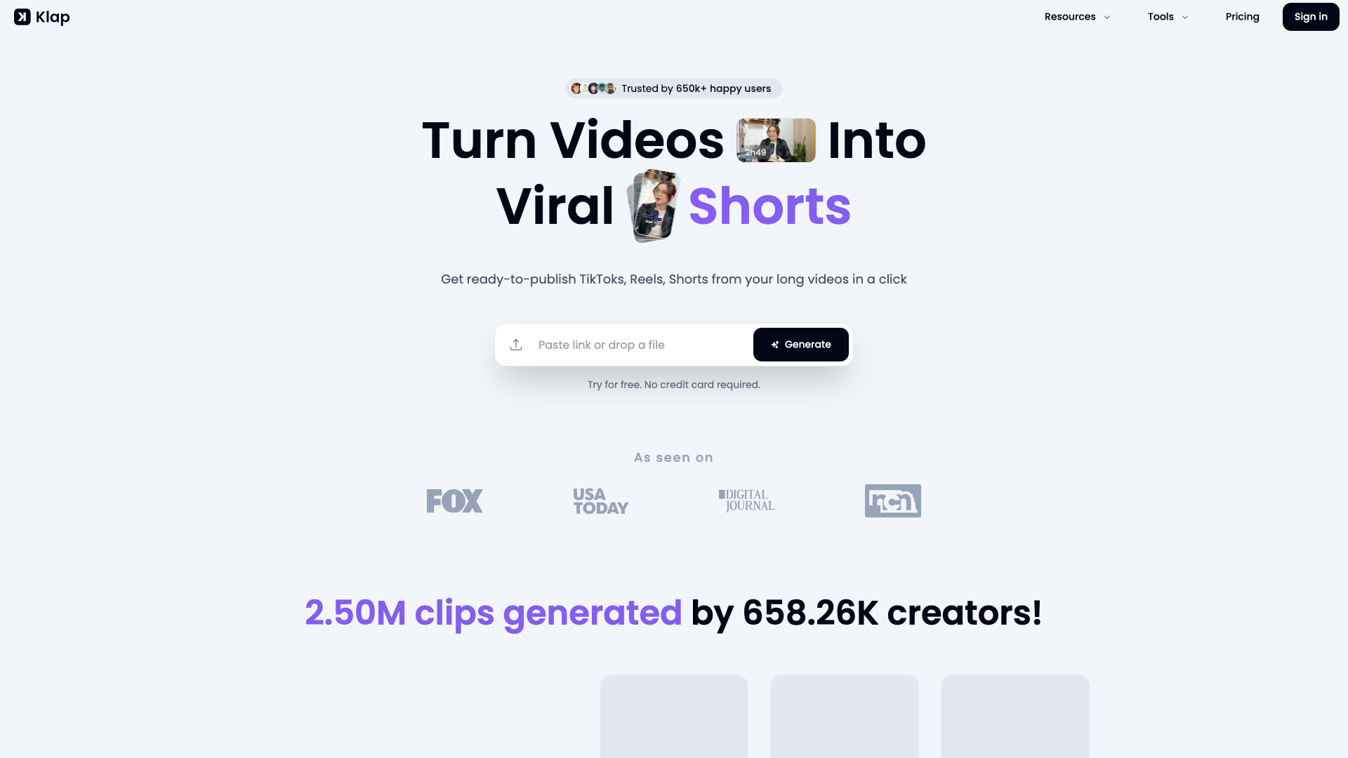 Klap | Turn videos into viral shorts
