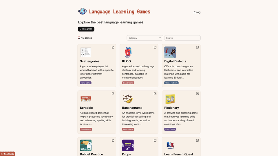 Best Language Learning Games site's screenshot