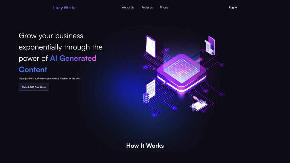 Lazy Write - AI Content Writer site's screenshot