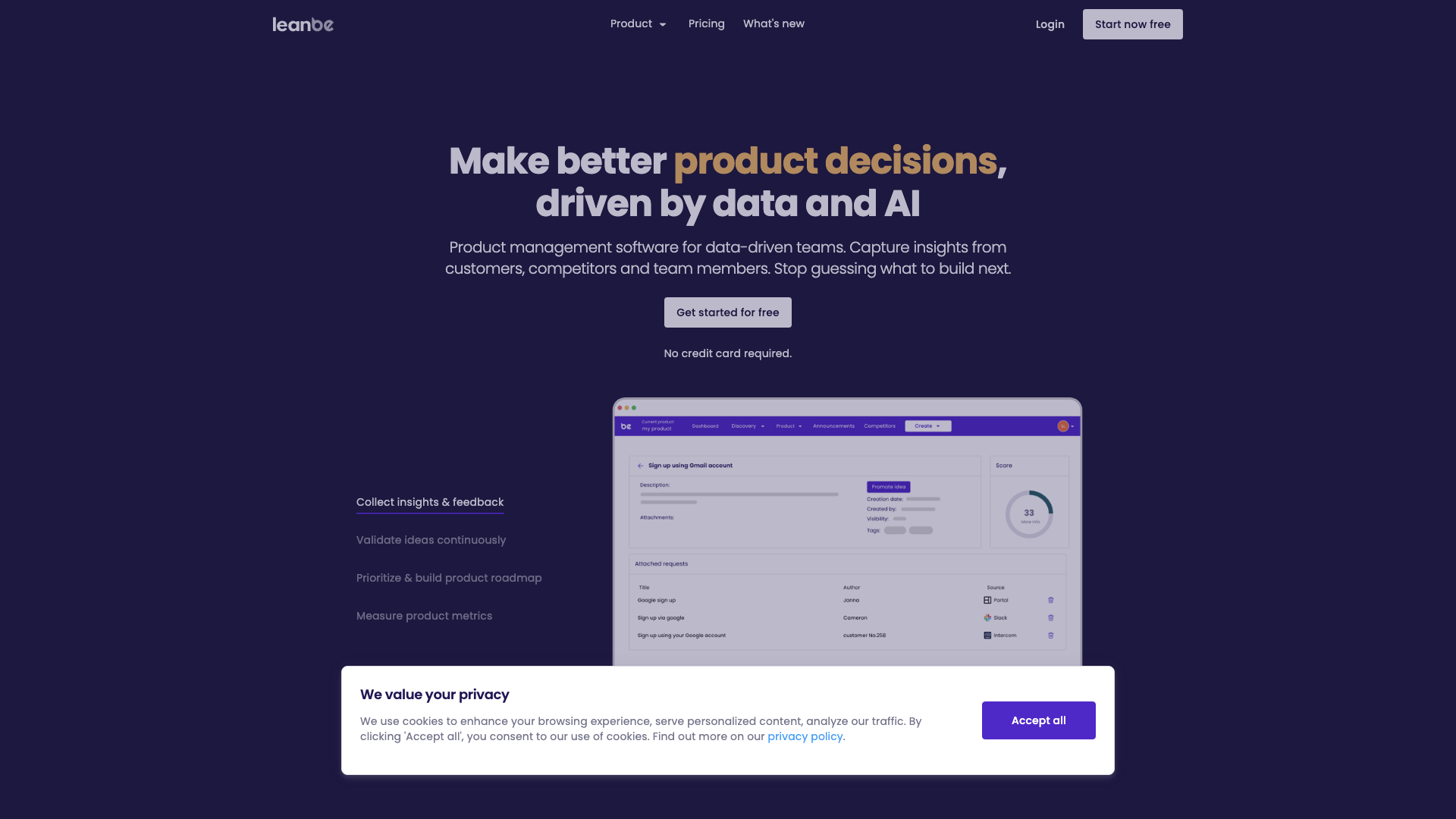 Leanbe: Product management platform for data-driven teams