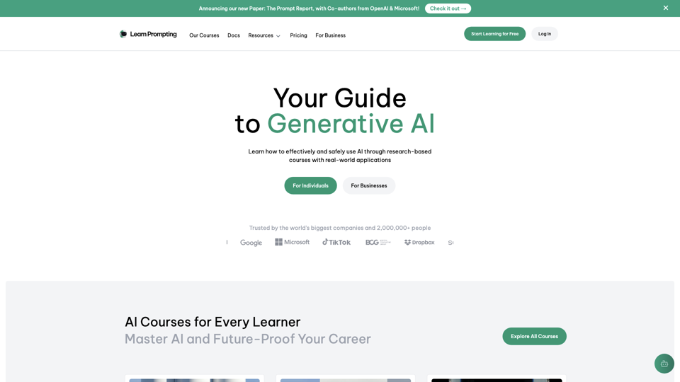 Learn Prompting: Your Guide to Communicating with AI site's screenshot