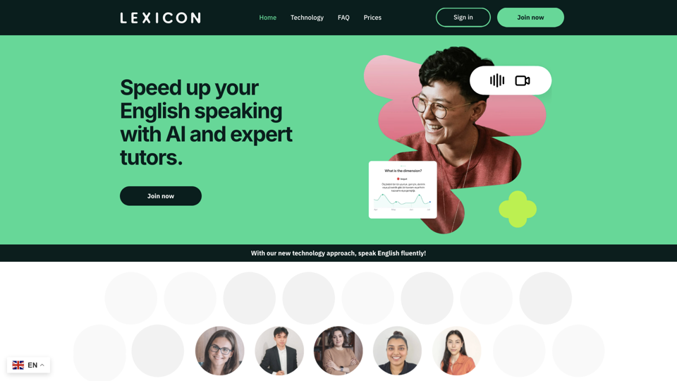 Speed up your English speaking with AI and expert tutors. site's screenshot