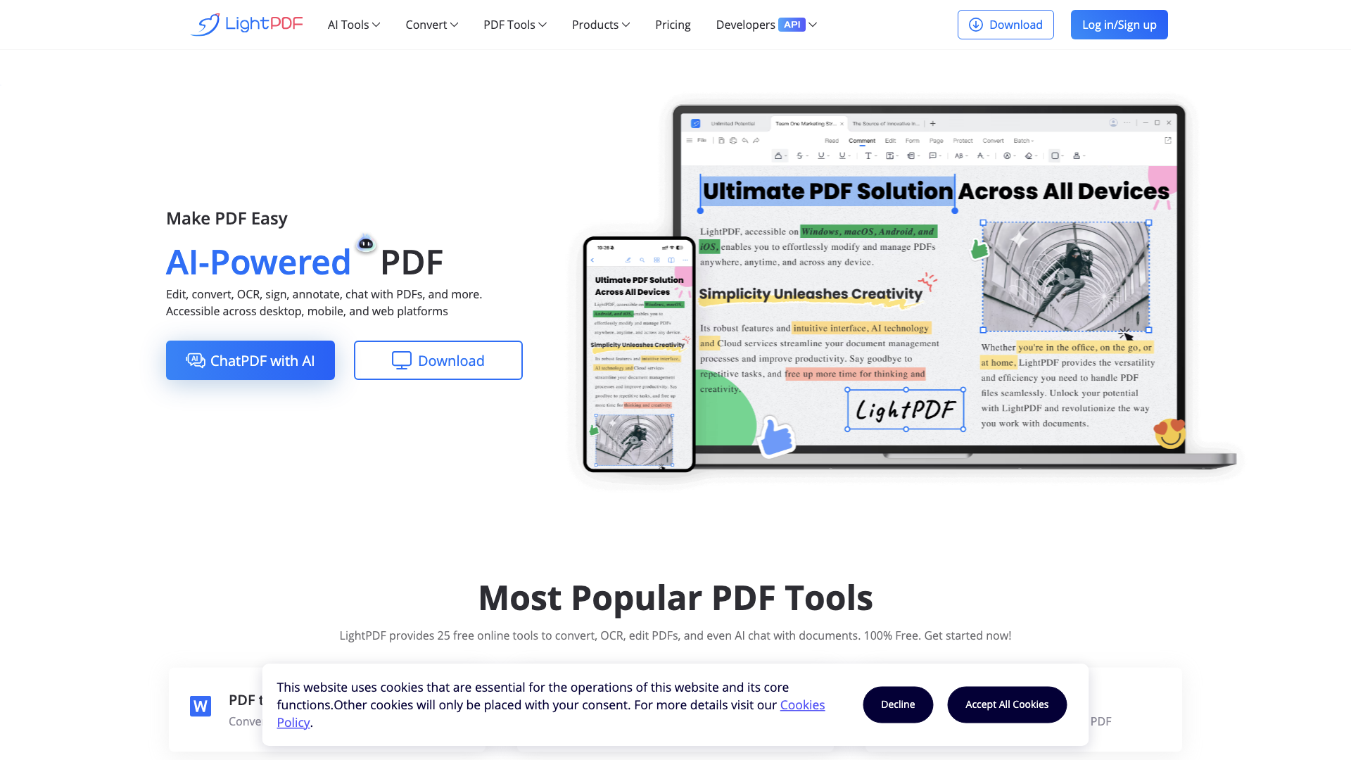 AI-Powered Free Online PDF Editor, Converter & Reader - LightPDF