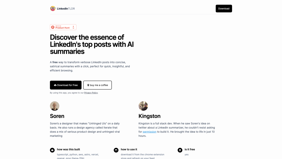LinkedIn TLDR site's screenshot