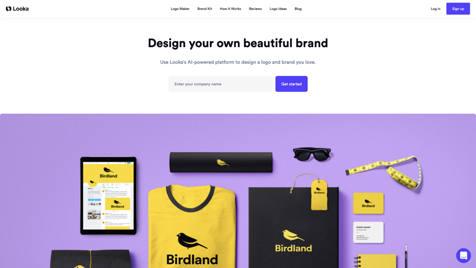 Logo Design & Brand Identity for Entrepreneurs | Looka site's screenshot