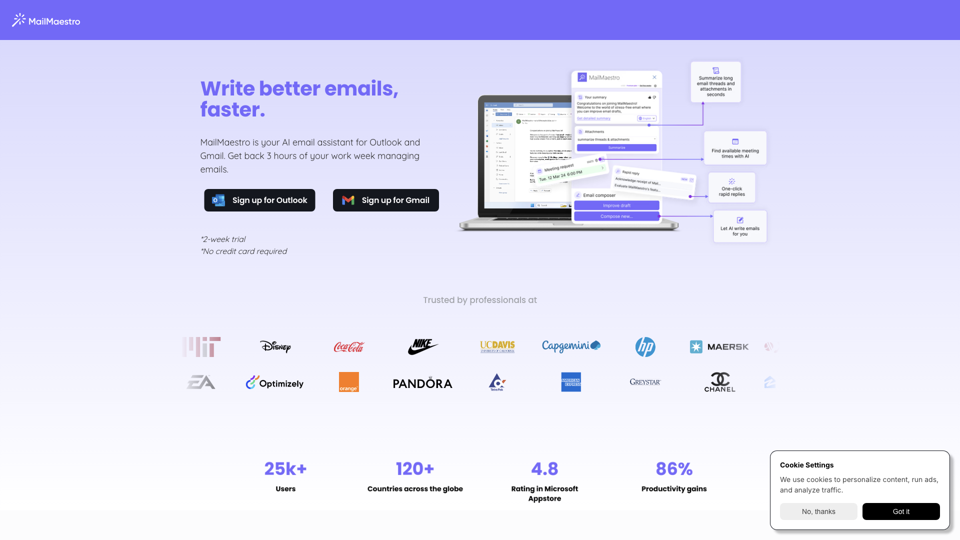 Get MailMaestro site's screenshot