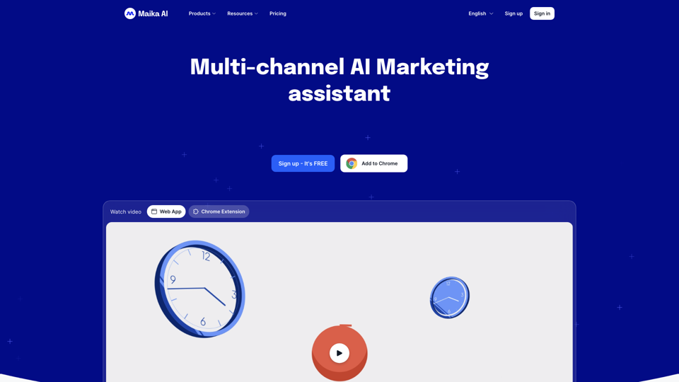 Maika AI ⊹ Multi-channel AI Marketing assistant site's screenshot