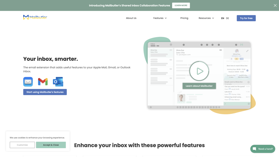 Mailbutler: Your inbox, smarter. site's screenshot