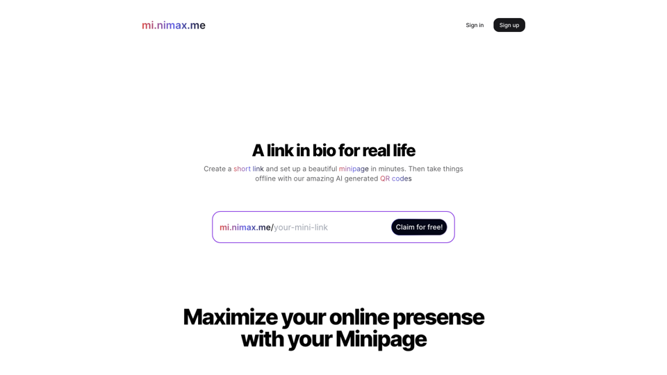 mi.nimax.me site's screenshot